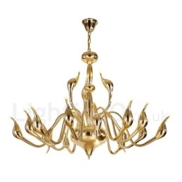 Candelabru lebădă modern cu 18 lumini din inoxidabil G4 cu finisaj auriu