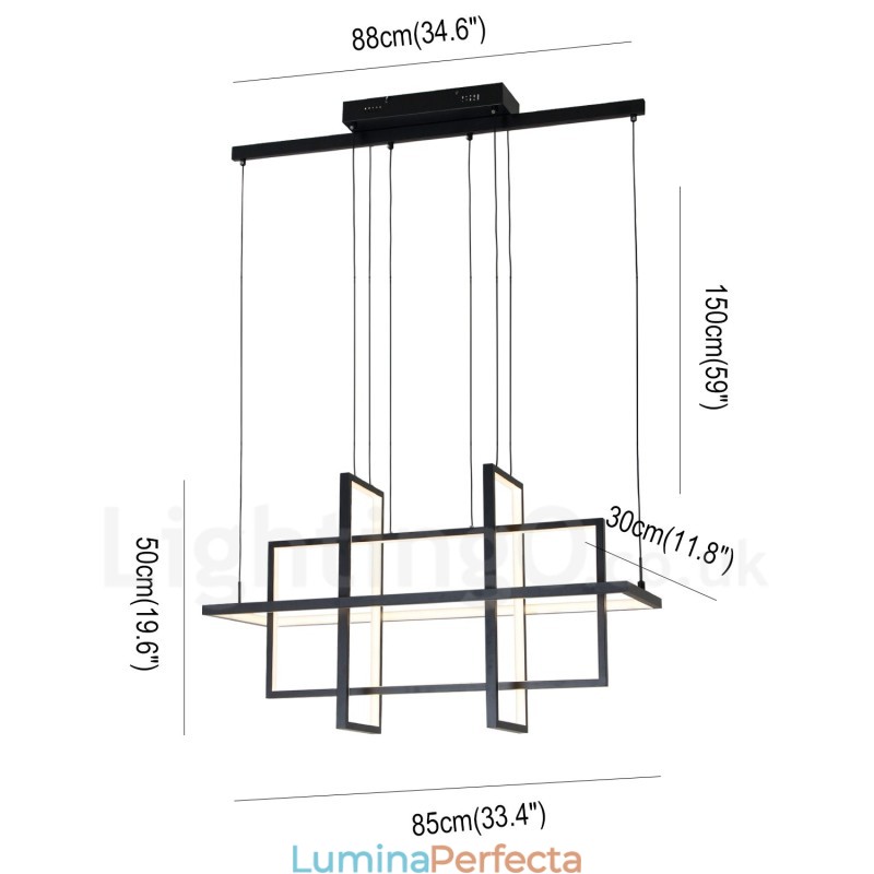 Lampă suspendată reglabilă Design modern Patru dreptunghiuri