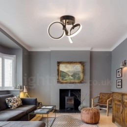 Comutator Triac Dimmerabil Negru Modern Contemporan Stil Nordic Plafoniera rotunda cu montare incastrata