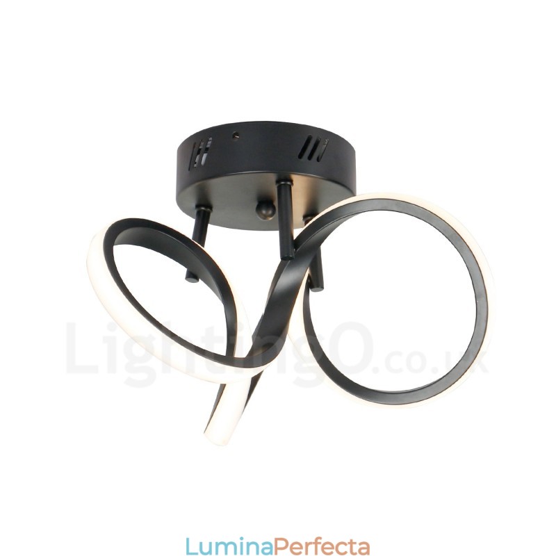 Comutator Triac Dimmerabil Negru Modern Contemporan Stil Nordic Plafoniera rotunda cu montare incastrata