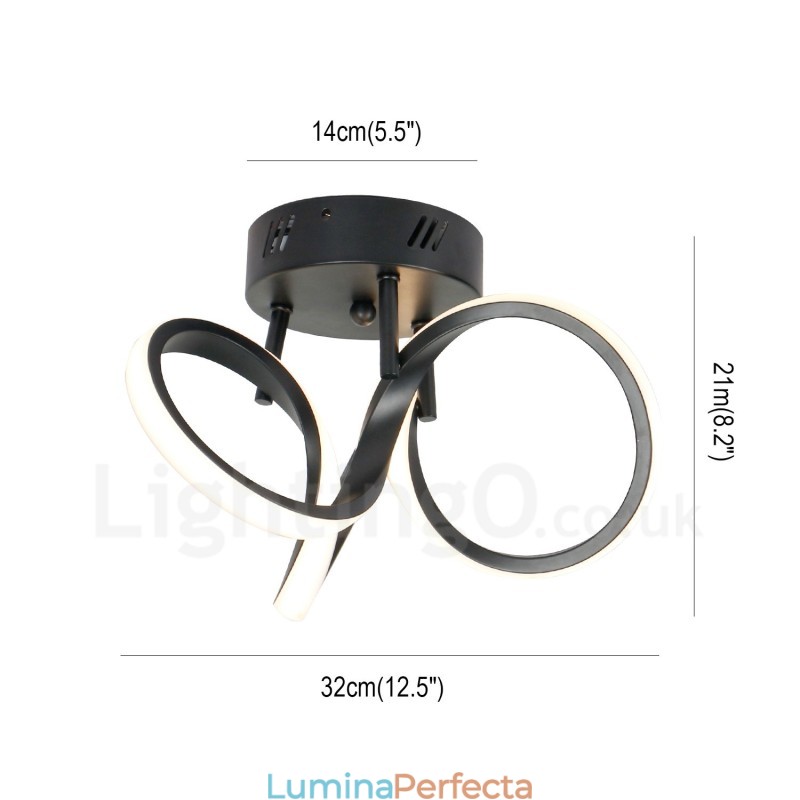 Comutator Triac Dimmerabil Negru Modern Contemporan Stil Nordic Plafoniera rotunda cu montare incastrata