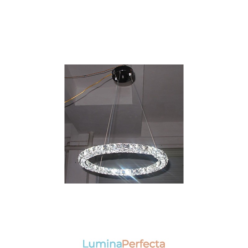 Lampă de iluminat cu pandantiv din cristal Modern Single D40CM Trei laturi K9 Plafoniere din cristal pentru interior Corpuri de iluminat
