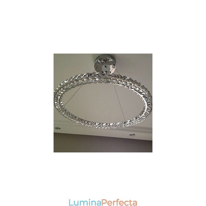 Lampă de iluminat cu pandantiv din cristal Modern Single D40CM Trei laturi K9 Plafoniere din cristal pentru interior Corpuri de iluminat