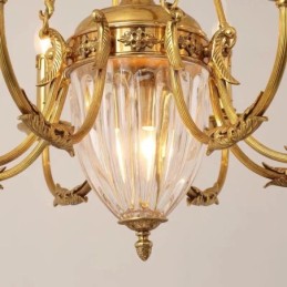 Lustru frantuzesc de lux din cristal de cupru Lampa Corp de iluminat de luat masa Candelabru