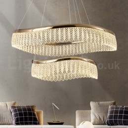 Lampă cu pandantiv din cristal pătrat 1 2 inele K9 Corp de iluminat de interior cu cristal
