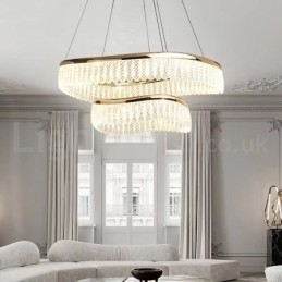 Lampă cu pandantiv din cristal pătrat 1 2 inele K9 Corp de iluminat de interior cu cristal