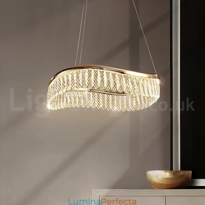 Lampă cu pandantiv din cristal pătrat 1 2 inele K9 Corp de iluminat de interior cu cristal