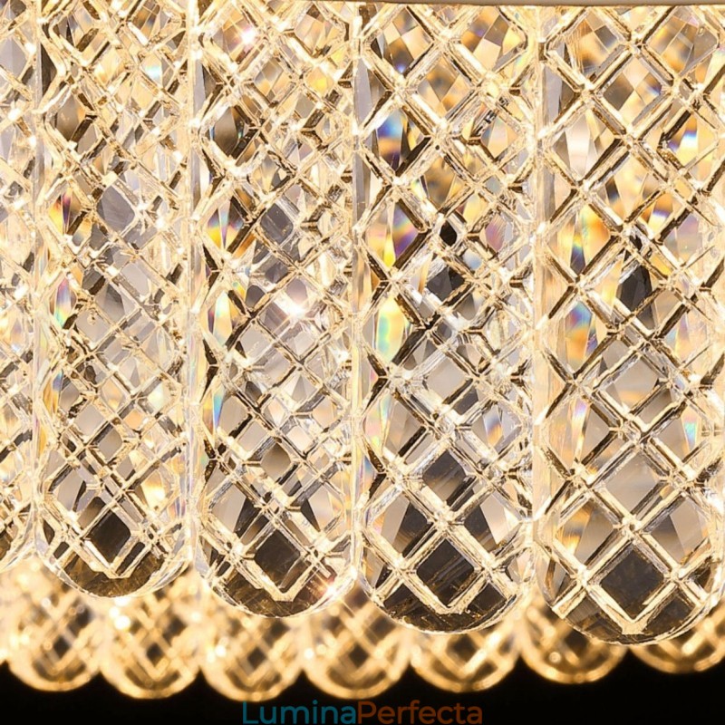 Lampă cu pandantiv din cristal pătrat 1 2 inele K9 Corp de iluminat de interior cu cristal