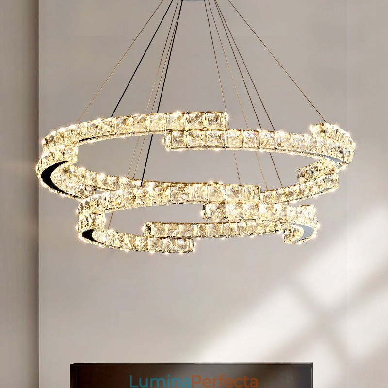 Lampă rotundă cu pandantiv din cristal Corp de iluminat de interior cu cristal K9 de lux