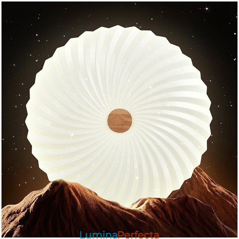 Plafoniera nordică rotundă, simplă, modernă, din lemn masiv