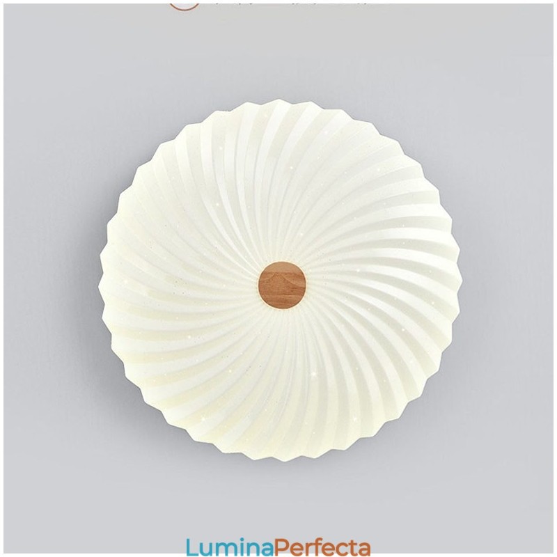 Plafoniera nordică rotundă, simplă, modernă, din lemn masiv