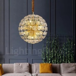 Lampă nordică sferică din alamă cu cristal de păpădie