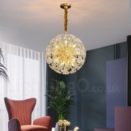 Lampă nordică sferică din alamă cu cristal de păpădie