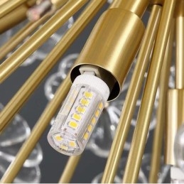 Lampă nordică sferică din alamă cu cristal de păpădie