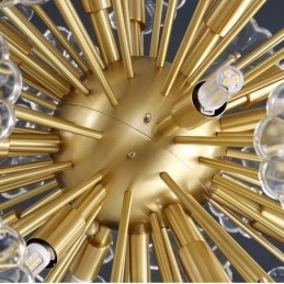 Lampă nordică sferică din alamă cu cristal de păpădie