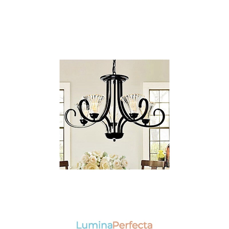 Candelabru de epocă în stil european, cu 5 lumini, cu braț cu coarne