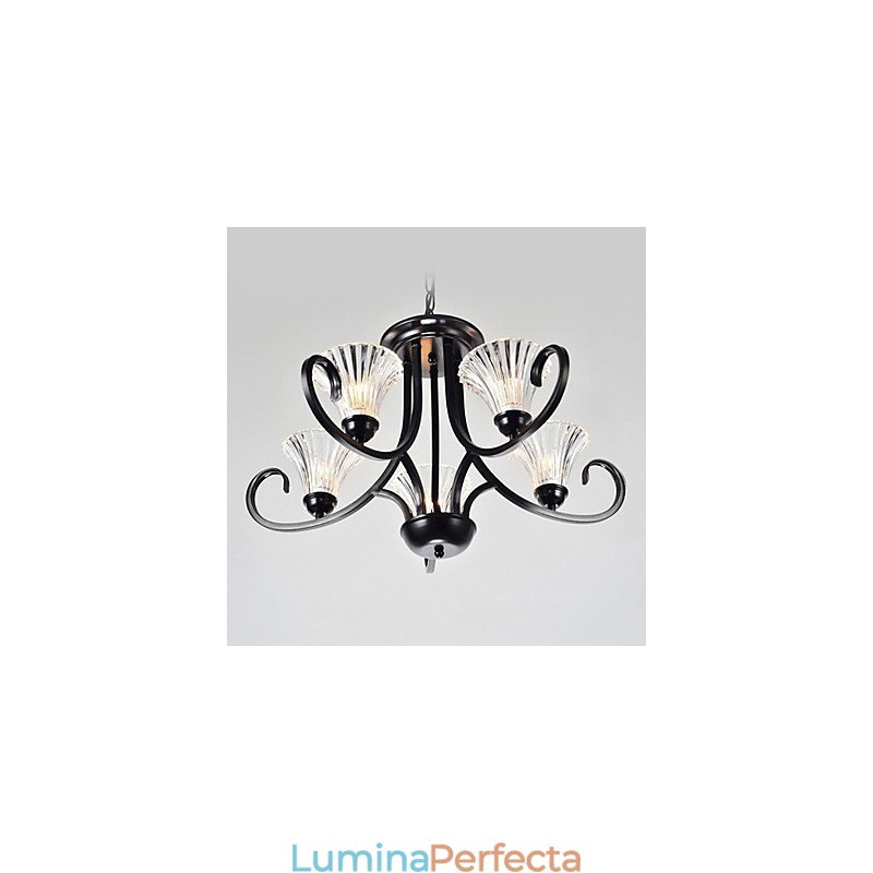 Candelabru de epocă în stil european, cu 5 lumini, cu braț cu coarne