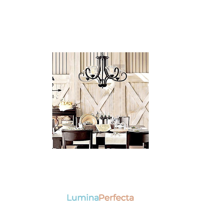 Candelabru de epocă în stil european, cu 5 lumini, cu braț cu coarne