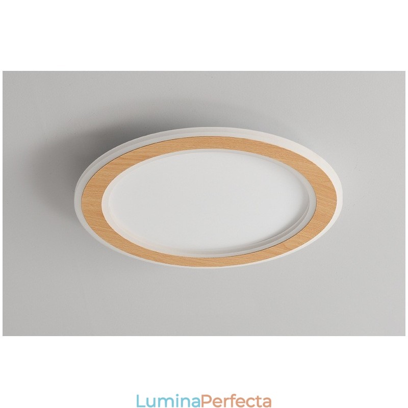 Plafoniera rotundă din lemn, modernă, pentru interior