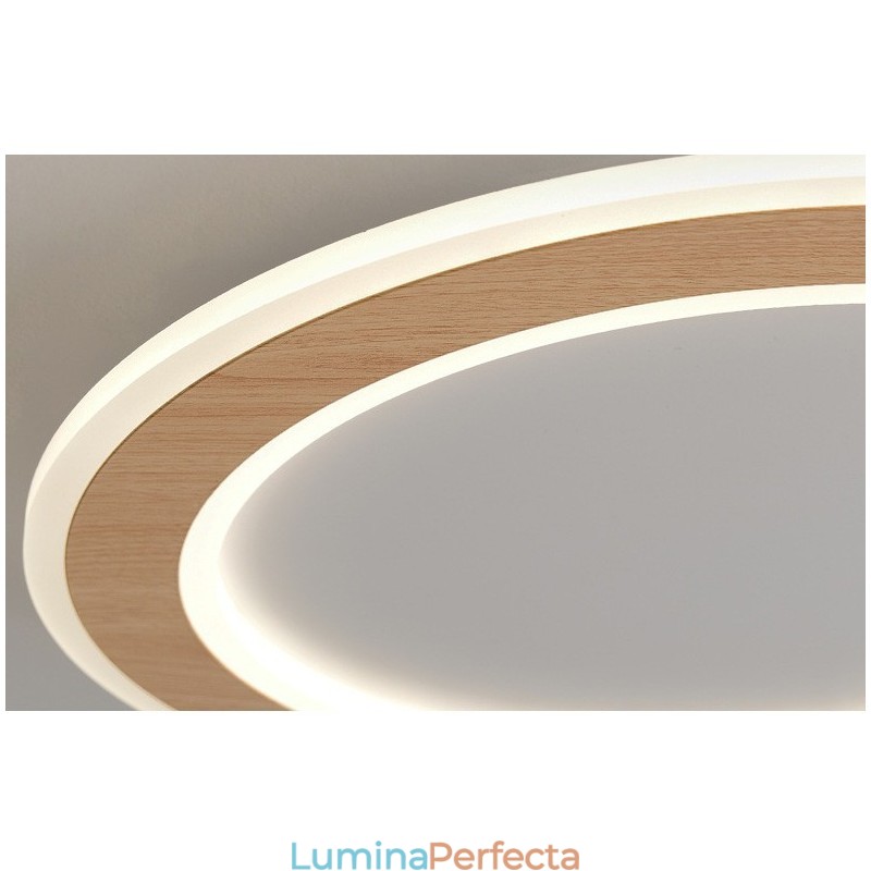 Plafoniera rotundă din lemn, modernă, pentru interior