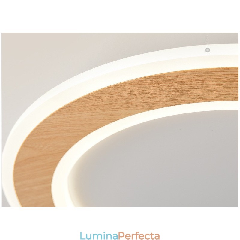 Plafoniera rotundă din lemn, modernă, pentru interior
