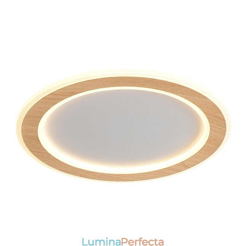 Plafoniera rotundă din lemn, modernă, pentru interior