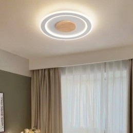 Plafoniera rotundă din lemn, modernă, pentru interior