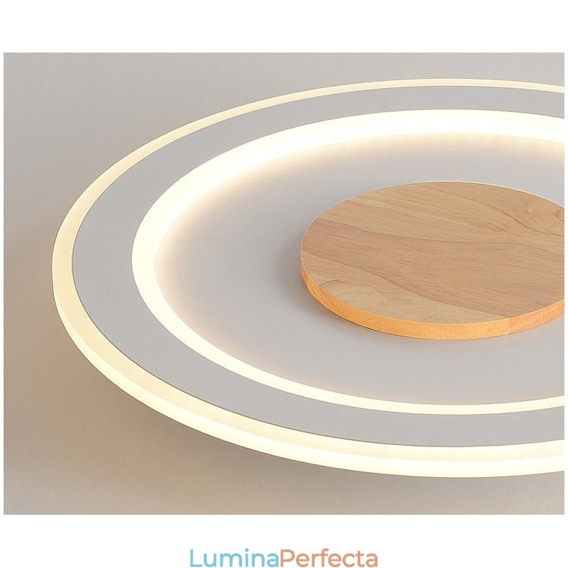 Plafoniera rotundă din lemn, modernă, pentru interior