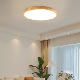 Plafoniera rotundă din lemn, modernă, pentru interior