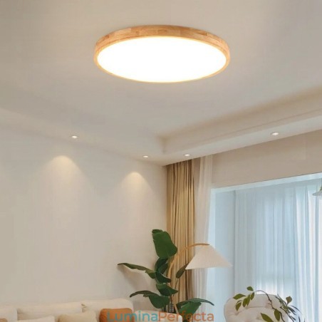 Plafoniera rotundă din lemn, modernă, pentru interior Plafoniera rotundă din lemn, modernă, pentru interior