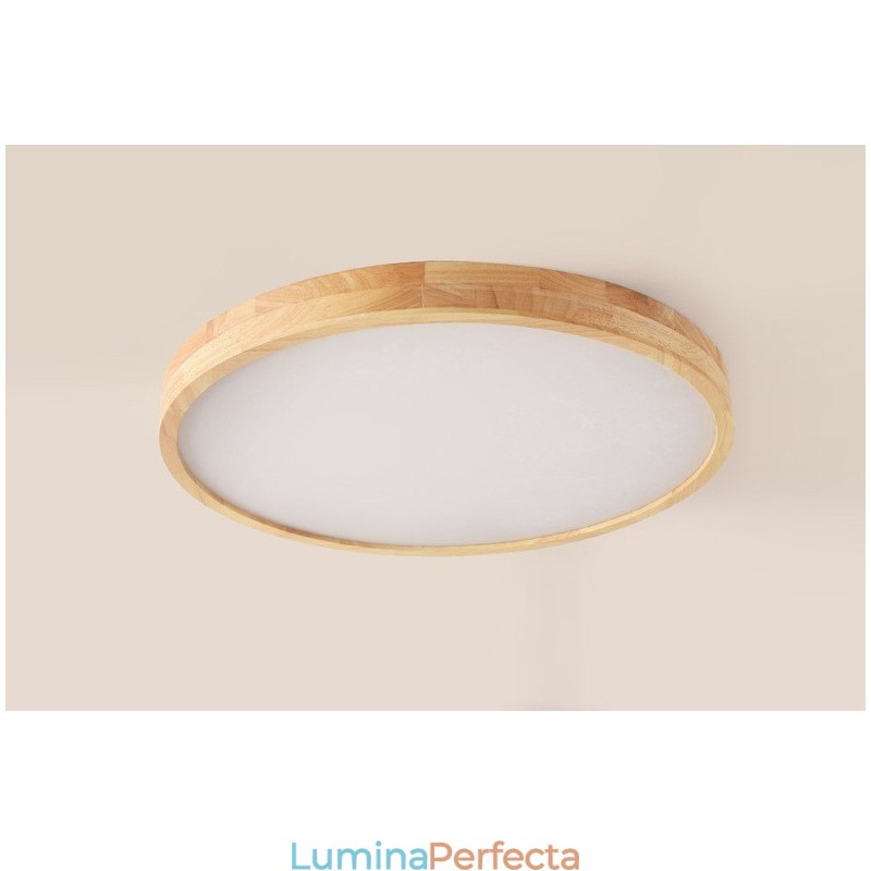 Plafoniera rotundă din lemn, modernă, pentru interior