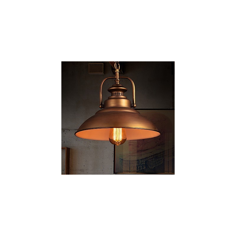 Lampă de suspendare retro cu abajur de umbrelă din metal în stil vechi de fabrică