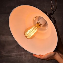 Lampă de suspendare retro cu abajur de umbrelă din metal în stil vechi de fabrică