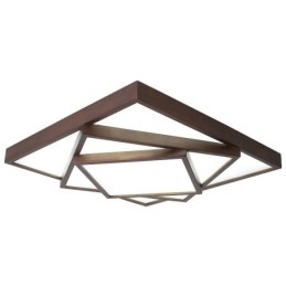 Plafoniera din lemn pătrată cu 3 niveluri, din lemn de nuc negru, modern, contemporan, în stil nordic, plafoniera din lemn poate fi folosită și ca lampă de perete