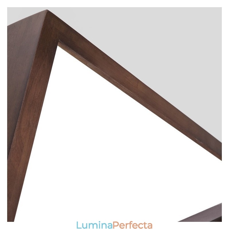 Plafoniera din lemn pătrată cu 3 niveluri, din lemn de nuc negru, modern, contemporan, în stil nordic, plafoniera din lemn poate fi folosită și ca lampă de perete