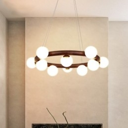 Candelabru cu pandantiv din lemn de nuc negru Nordic Ring cu nuante de fasole