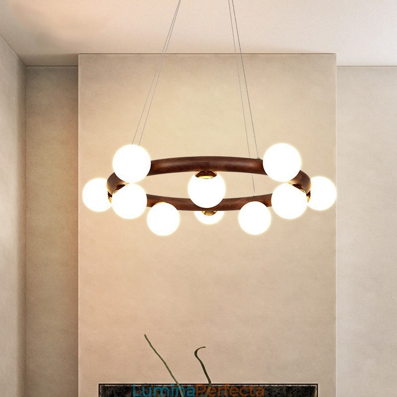 Candelabru cu pandantiv din lemn de nuc negru Nordic Ring cu nuante de fasole