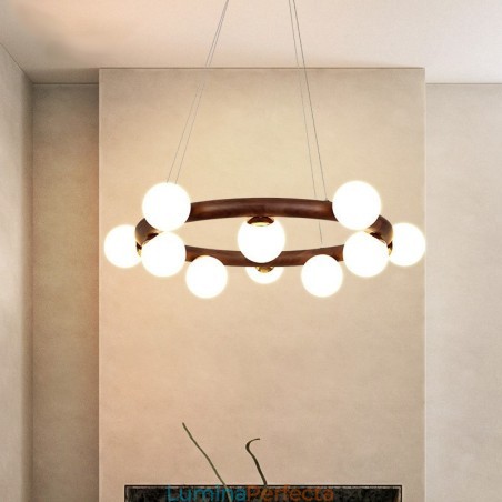Candelabru cu pandantiv din lemn de nuc negru Nordic Ring cu nuante de fasole Candelabru cu pandantiv din lemn de nuc negru Nordic Ring cu nuante de fasole