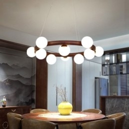 Candelabru cu pandantiv din lemn de nuc negru Nordic Ring cu nuante de fasole