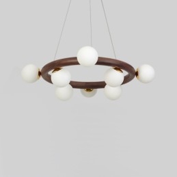 Candelabru cu pandantiv din lemn de nuc negru Nordic Ring cu nuante de fasole