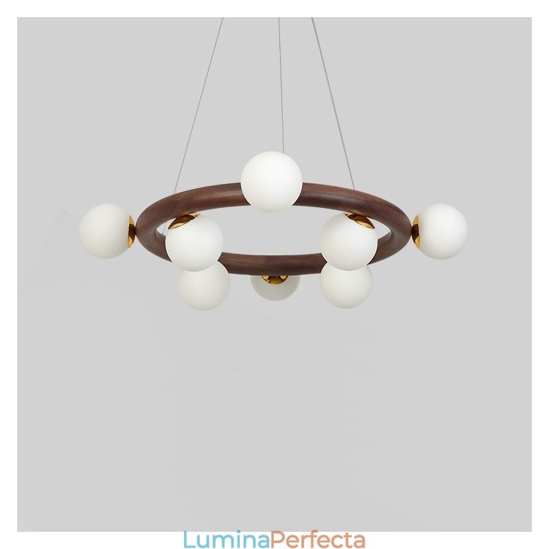 Candelabru cu pandantiv din lemn de nuc negru Nordic Ring cu nuante de fasole