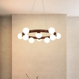 Candelabru cu pandantiv din lemn de nuc negru Nordic Ring cu nuante de fasole