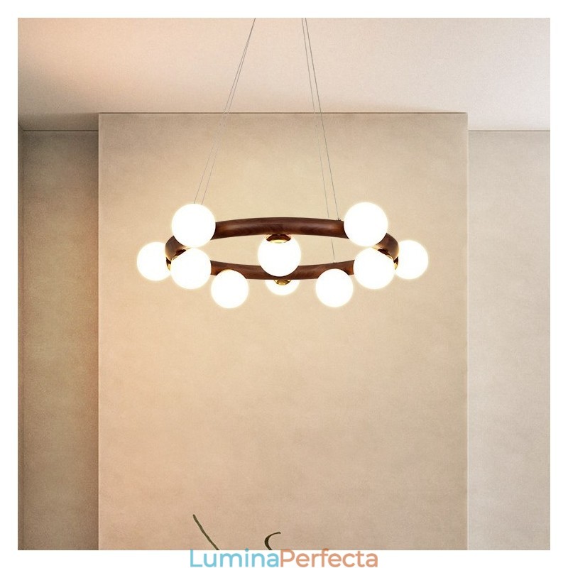 Candelabru cu pandantiv din lemn de nuc negru Nordic Ring cu nuante de fasole