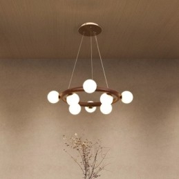Candelabru cu pandantiv din lemn de nuc negru Nordic Ring cu nuante de fasole