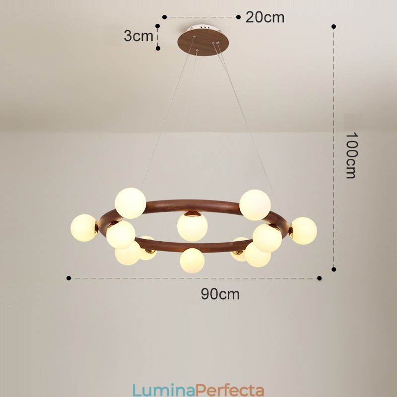 Candelabru cu pandantiv din lemn de nuc negru Nordic Ring cu nuante de fasole