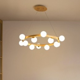 Candelabru cu pandantiv din lemn Nordic Ring, simplu, modern, cu nuante de fasole