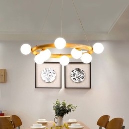 Candelabru cu pandantiv din lemn Nordic Ring, simplu, modern, cu nuante de fasole