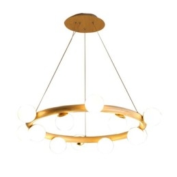 Candelabru cu pandantiv din lemn Nordic Ring, simplu, modern, cu nuante de fasole