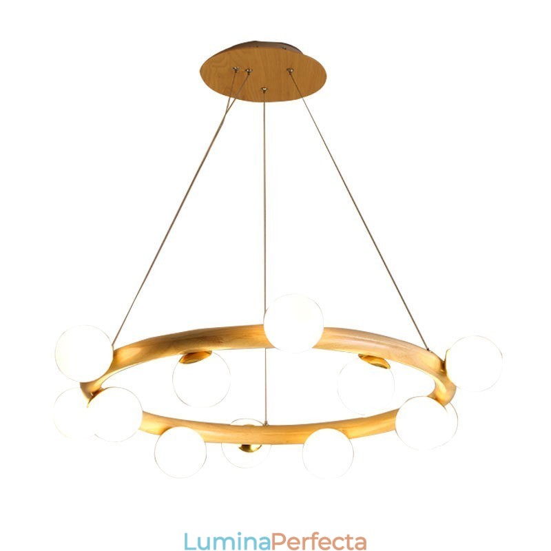 Candelabru cu pandantiv din lemn Nordic Ring, simplu, modern, cu nuante de fasole
