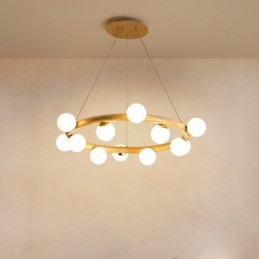 Candelabru cu pandantiv din lemn Nordic Ring, simplu, modern, cu nuante de fasole